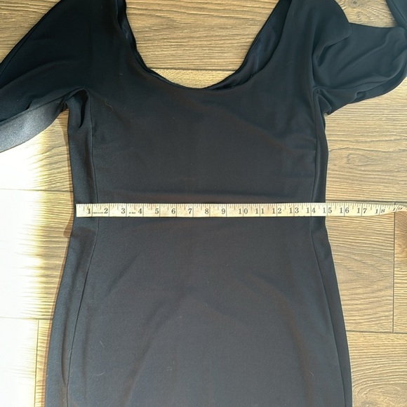 Vintage dark blue almost black midi dress 3/4 sleeve length chic Dress timeless - Picture 10 of 16